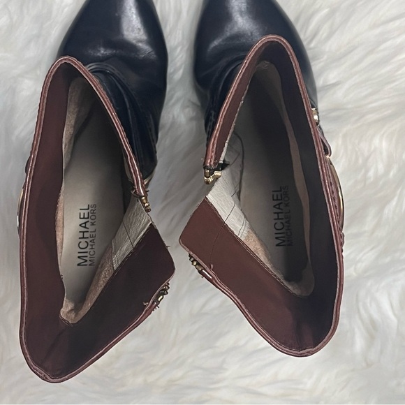 🌟HP🌟Michael Kors “Stockard” Leather Platform Stiletto Boot Black/Mocha 8 - Picture 10 of 12
